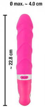 Розовый вибратор с рёбрышками и подогревом Warming Soft Vibrator - 22,8 см.