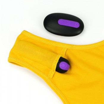 Сексуальные трусики с вибропулей Bitch Vibrating Panties - Size S, желтый