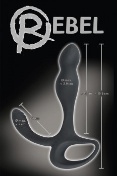 Черный силиконовый стимулятор простаты Plug with Perineum Stimulator
