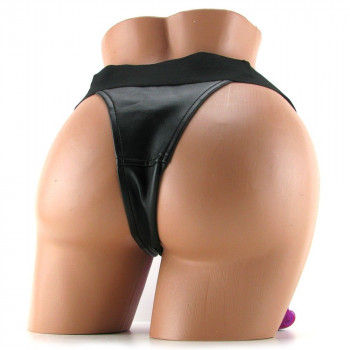Фиолетовый двойной страпон с вибрацией Double Penetrator Vibe Strap-On - 19 см.