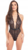 Кружевное боди Floral Lace Deep V Bow Back Teddy, черный