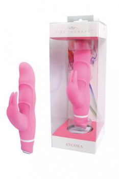 Розовый вибромассажёр с клиторальной стимуляцией Vibe Therapy Angora - 15 см.