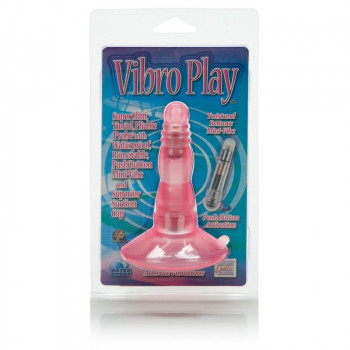 Розовая анальная вибровтулка на присоске Vibro Play Probes - 11 см.