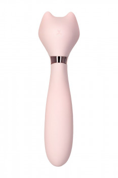 Нежно-розовый вибратор с клиторальным стимулятором Sinjoys Cat Vivi - 21,7 см.