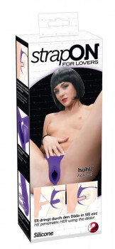 Фиолетовые трусики с фаллосом StrapOn for Lovers - 18 см.