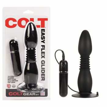 Чёрная анальная пробка с хребтом и присоской Colt Easy Flex Glider - 18,5 см.