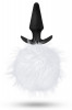 Силиконовая анальная пробка с белым заячьим хвостом Fur Pom Pom - 12,7 см.