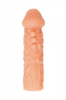 Телесная закрытая насадка с шершавой головкой Cock Sleeve 007 Size S - 13,8 см.