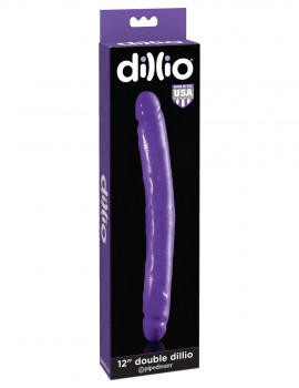 Двухголовый фиолетовый фаллоимитатор Double Dillio - 30,5 см.