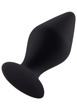 Чёрная средняя анальная пробка Butt Plug with Suction Cup Medium