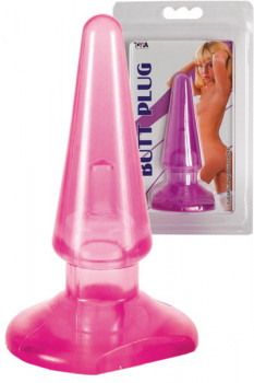 Розовая конусообразная анальная втулка Butt Plug - 9,5 см.