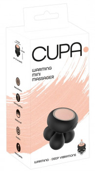 Черный мини-массажер с подогревом Cupa Warming