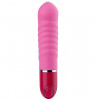Розовый ребристый мини-вибратор Neon Pleasure Waves Pink - 14 см.