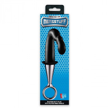 Чёрный изогнутый анальный плаг Prostate Plug Plated Handle
