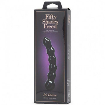 Чёрный стеклянный стимулятор It's Divine Black Glass Beaded Dildo - 20,3 см.