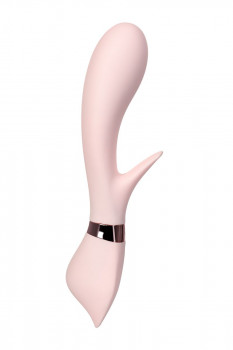 Нежно-розовый вибратор с клиторальным стимулятором Sinjoys Cat Vivi - 21,7 см.