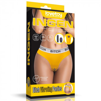 Сексуальные трусики с вибропулей Bitch Vibrating Panties - Size M, желтый