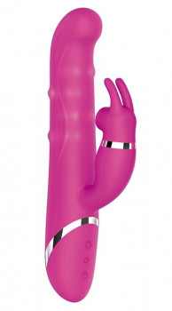 Розовый вибратор-кролик Naghi NO.41 Rechargeable Duo Vibrator - 24 см.
