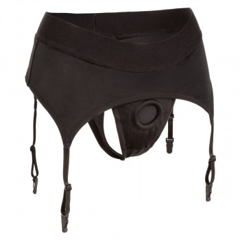 Черные трусики для страпона Thong with Garter размера S/M, черный