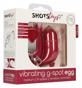 Красное виброяйцо Medium Wireless Vibrating G-Spot Egg с пультом - 7,5 см.