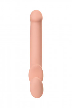 Телесный безремневой страпон Silicone Bendable Strap-On XL