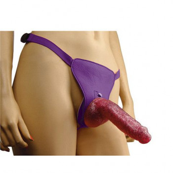 Гламурный страпон с блёстками Bree Olson Glitter Glam Strap-On Harness & Dong - 16 см.