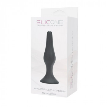 Чёрная анальная пробка из силикона среднего размера Anal Bottle Plug Silicone Medium - 11,5 см.