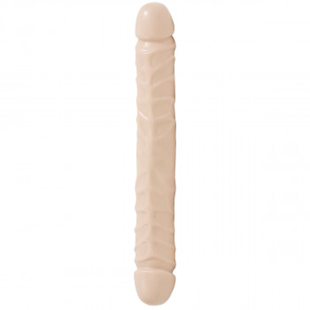 Двухголовый фаллос телесного цвета Jr. Veined Double Header 12