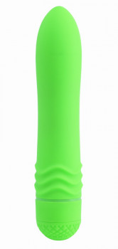 Зеленый вибромассажёр Neon Luv Touch Wave - 14 см.