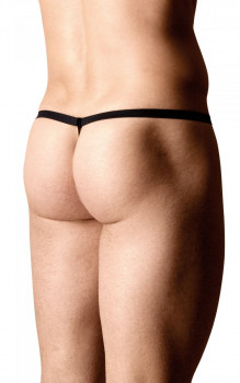 Яркие трусы-стринги с сетчатой вставкой по центру, черный с красным