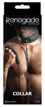 Черный виниловый ошейник Collar на цепочке