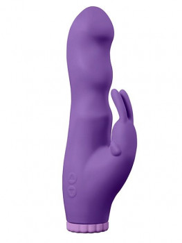 Фиолетовый вибратор с клиторальным стимулятором Purrfect Silicone Deluxe Rabbit 100Fnct - 20 см.