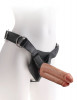 Кофейный сдвоенный поясной страпон Strap-On Harness with 7