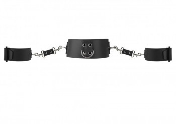 Чёрный ошейник с наручниками Collar with Cuffs
